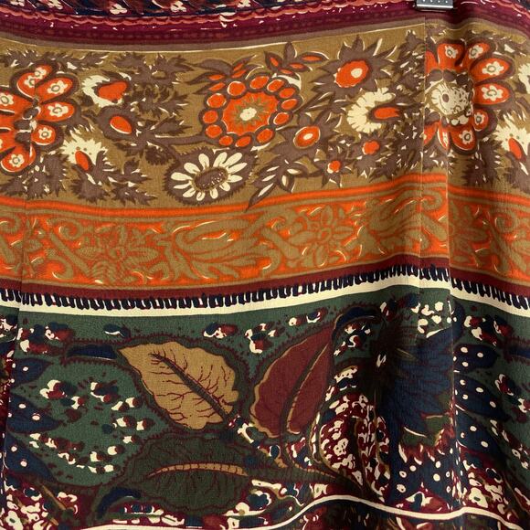 Vintage 90s Express Silk Wrap Skirt Floral Western Bohemian High Waist 7 26 - Picture 8 of 10